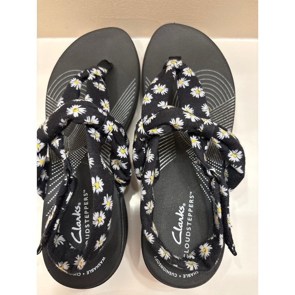 Clarks Cloudsteppers Women's Sandals Size 8M Black Daisy Adjustable Strap‎ - Picture 2 of 7